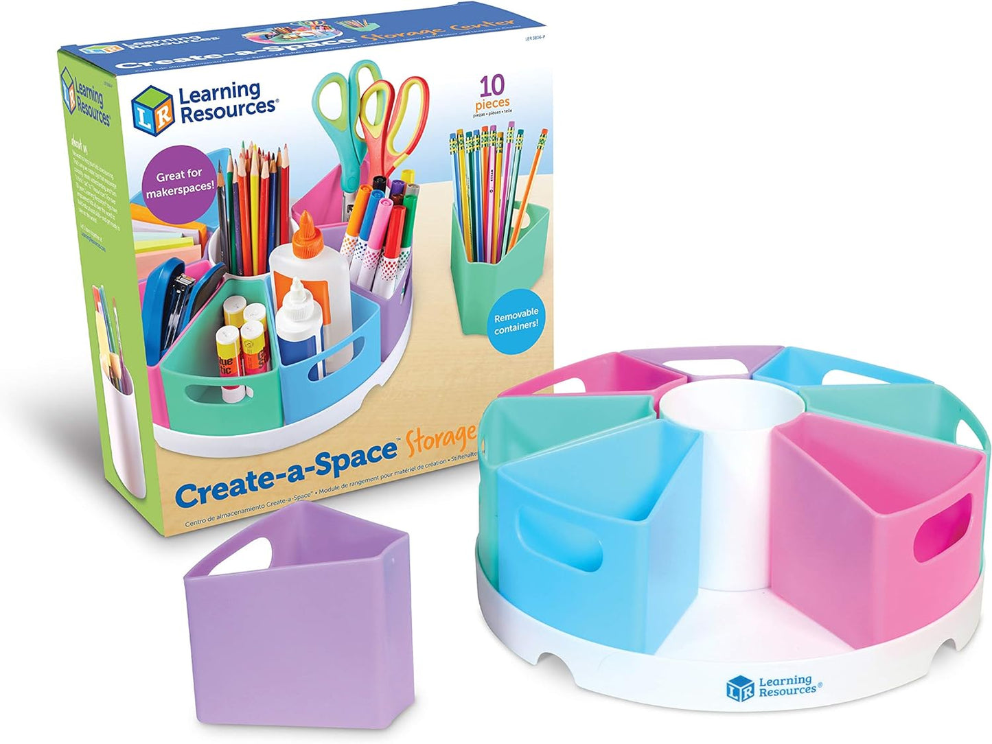 Create-A-Space Storage Center - Pastel, Homeschool Storage, Nursery Organizer, Fits 3Oz Hand Sanitizer Bottles, Classroom Craft Keeper, 10 Piece Set