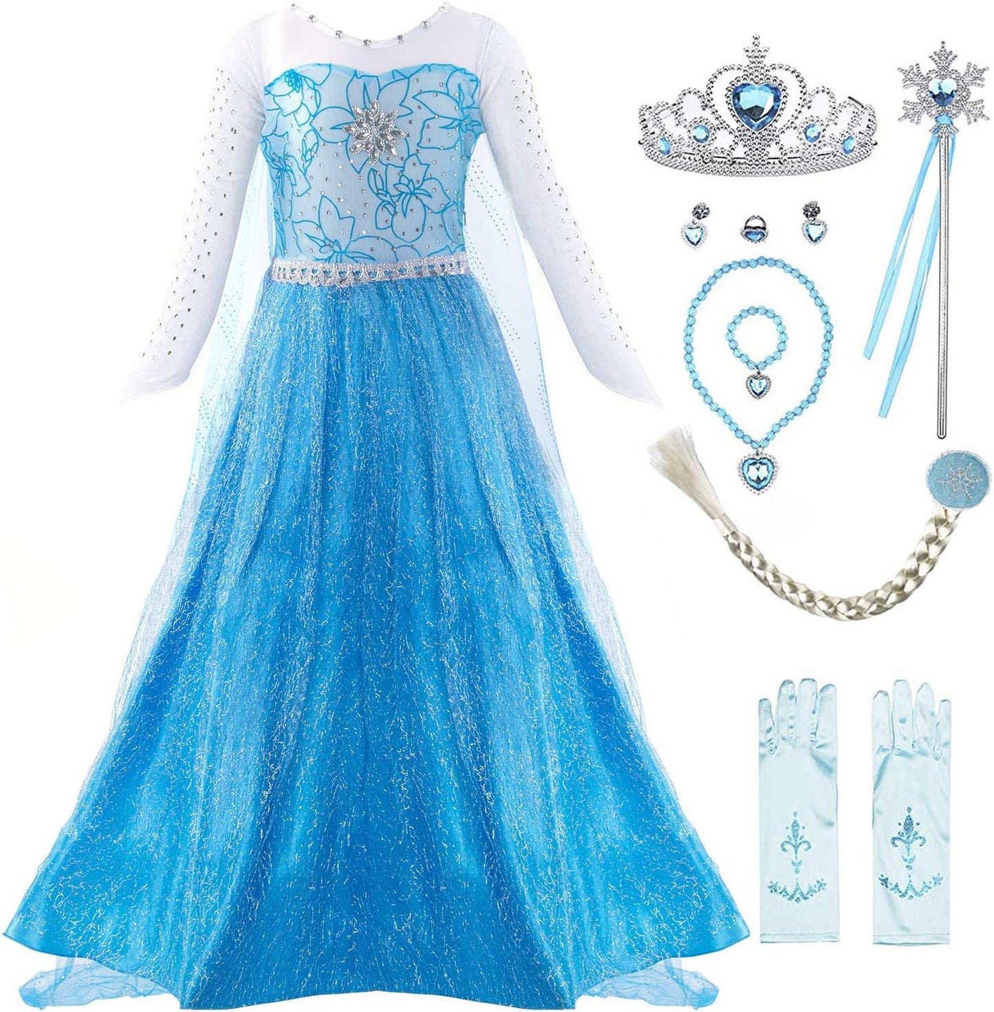 Girls Elsa Costume Frozen Princess Dress Up