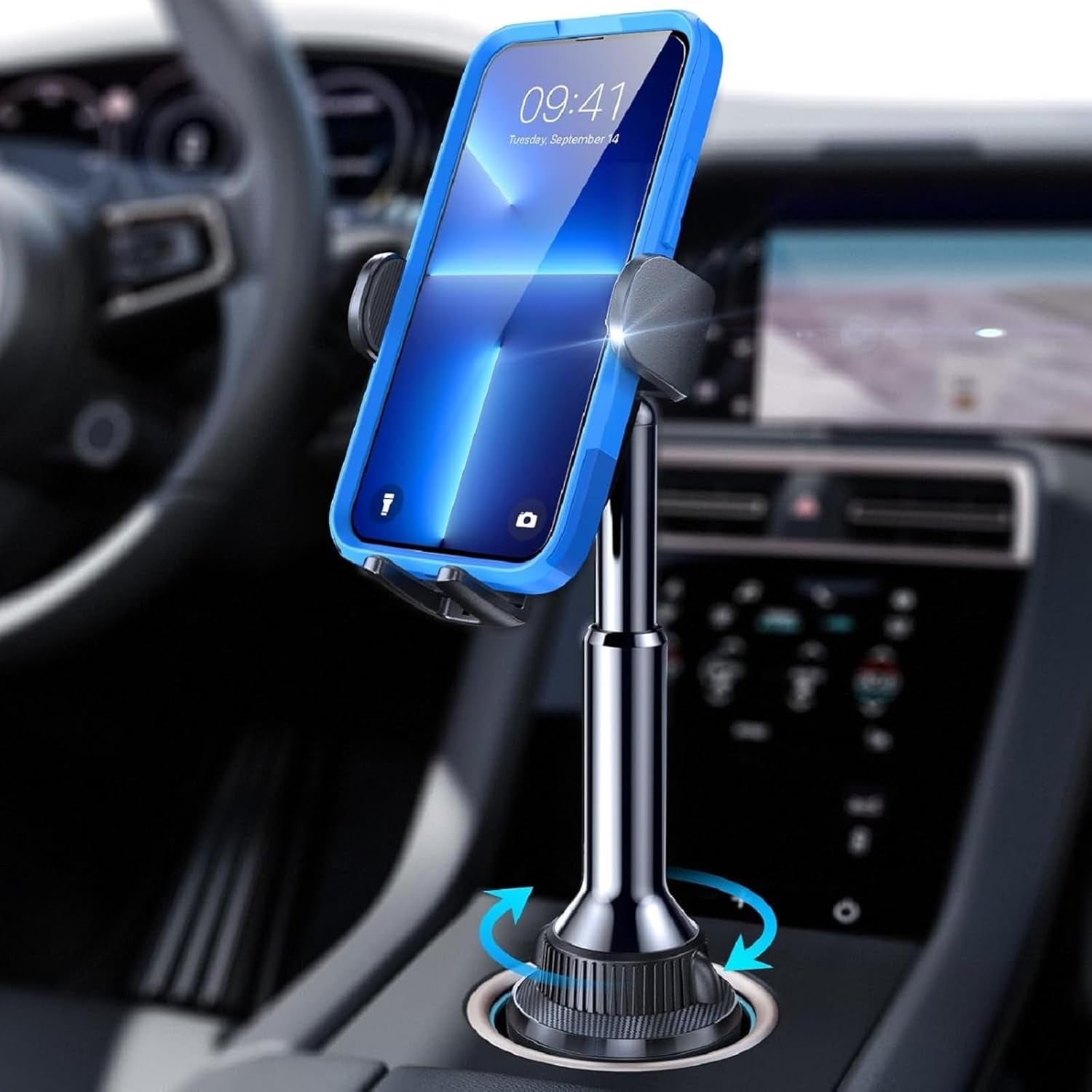 Cup Phone Holder No Shaking Phone Holder for Car, 360° Adjustable Iphone Holder for Car Accessories for Women Truck Jeep Golf for Iphone 16E 16 15 14 13 Pro Max Samsung S25 All 4-17'' Phone