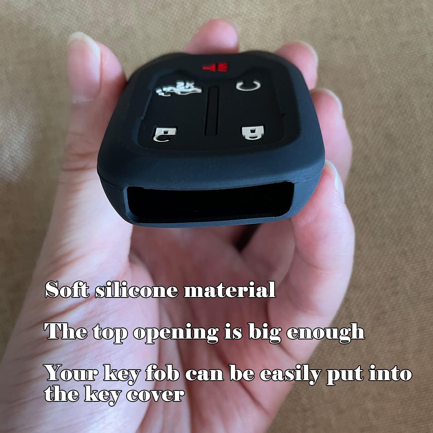 2PCS Silicone Smart Key Fob Case Cover for 2023 2022 2021 2020 2019 Chevy Silverado and GMC Sierra 1500 2500HD 3500HD, Remote Protector Accessories Holder(Key Ring,Black and Black)