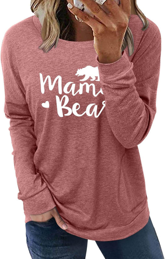 Womens Crewneck Sweatshirt Casual Loose Fitting Tops Long Sleeve T Shirt