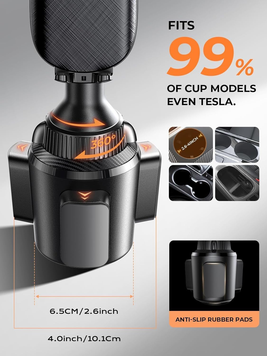 Cup Phone Holder No Shaking Phone Holder for Car, 360° Adjustable Iphone Holder for Car Accessories for Women Truck Jeep Golf for Iphone 16E 16 15 14 13 Pro Max Samsung S25 All 4-17'' Phone