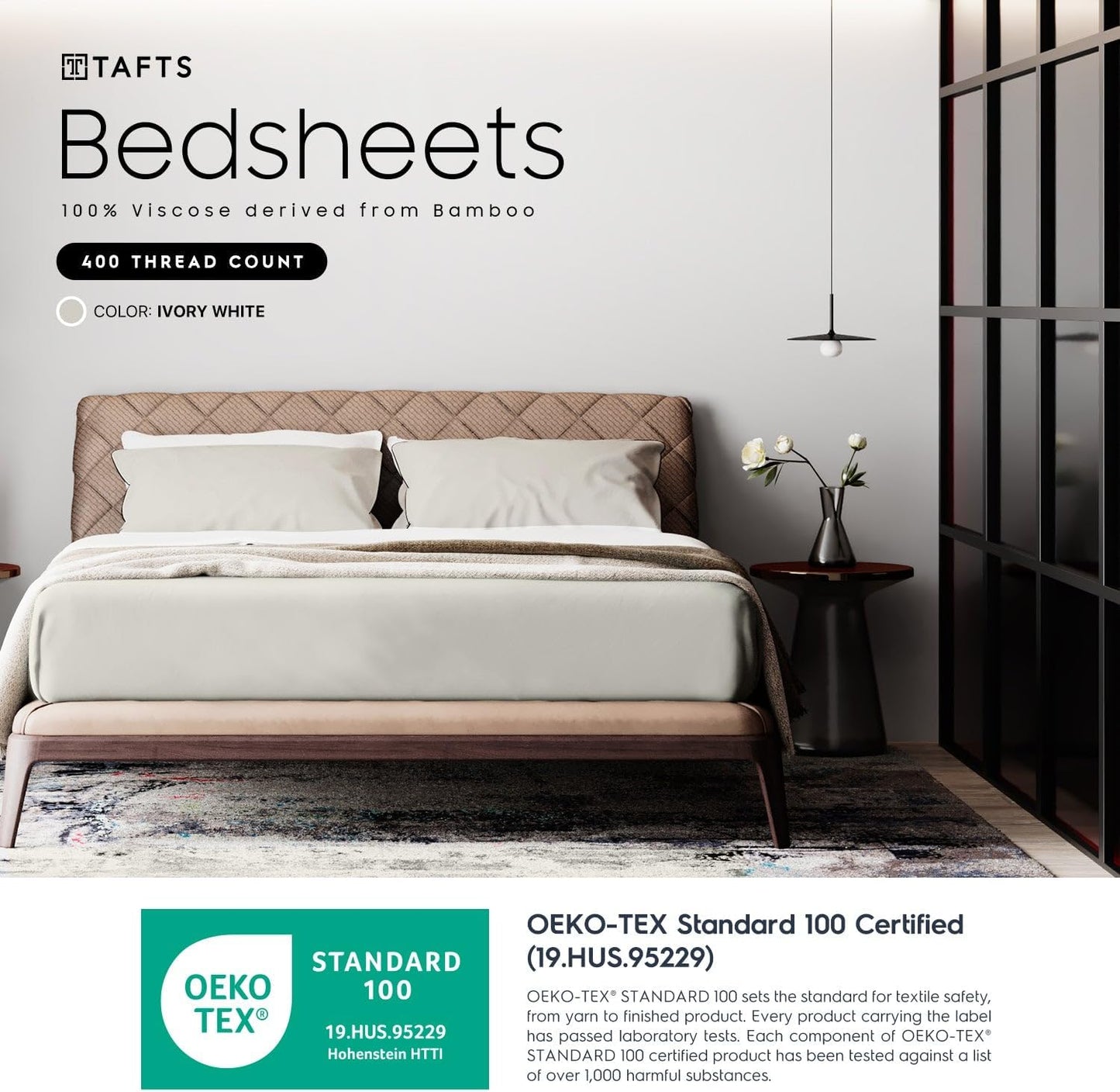 King Sheets Set, Pure 100% Viscose Derived from Bamboo Bed Sheets Set, Luxuriously Soft, Silky, Cooling Sheets, Double Stitched, Lifetime Quality Promise (Ivory White)