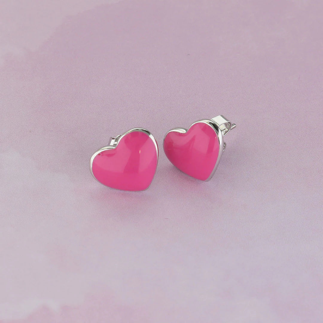 Enamel Heart Stud Earrings