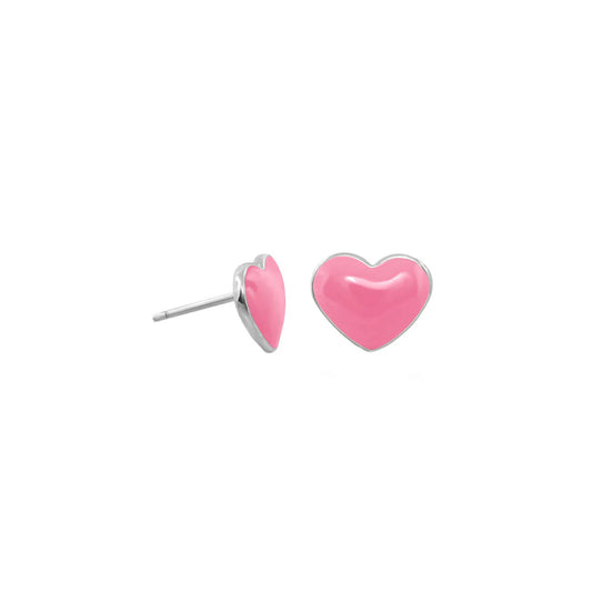 Enamel Heart Stud Earrings