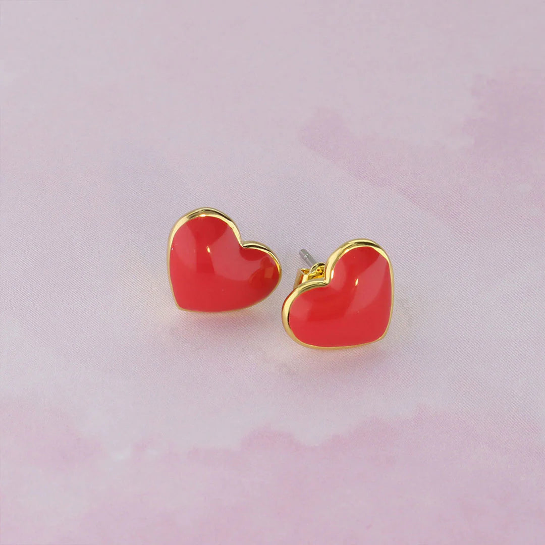 Enamel Stud Heart Earrings