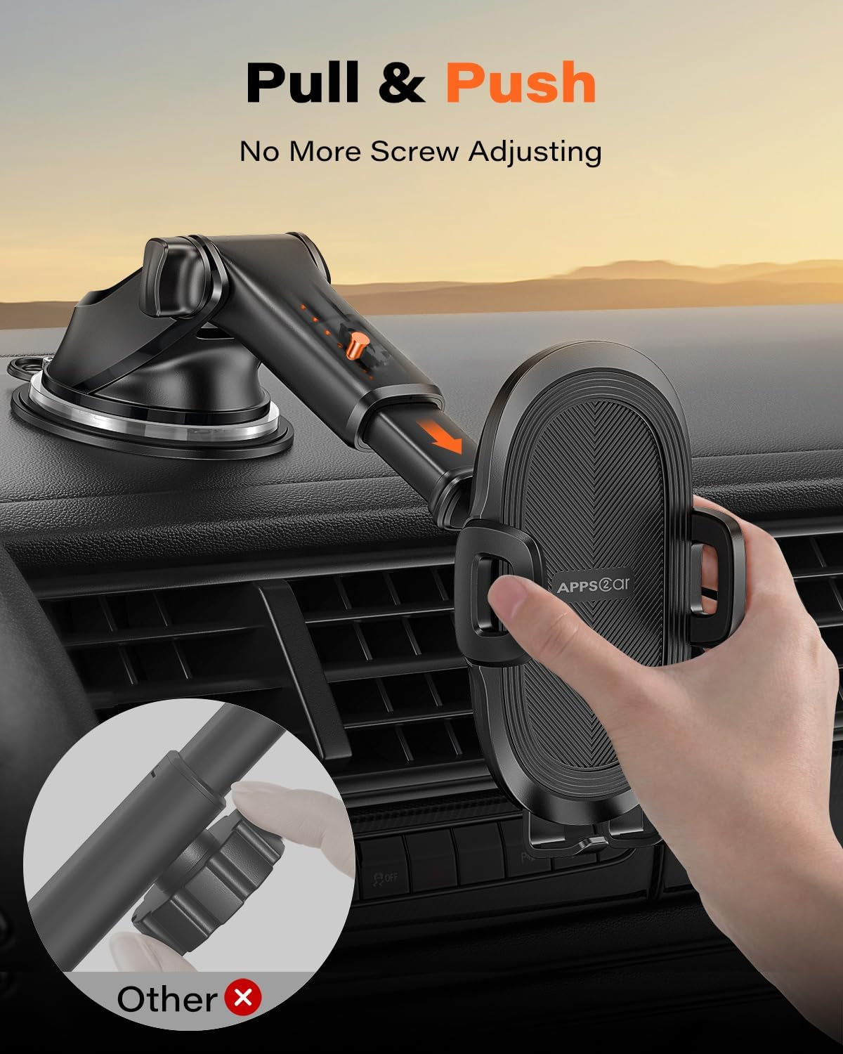 Suction Cup Phone Mount, Universal Phone Holders for Your Car Windshield/Dashboard/Window, Cell Phone Holder Car with Sticky Gel Pad, Compatible with Iphone, Samsung, All Cellphone