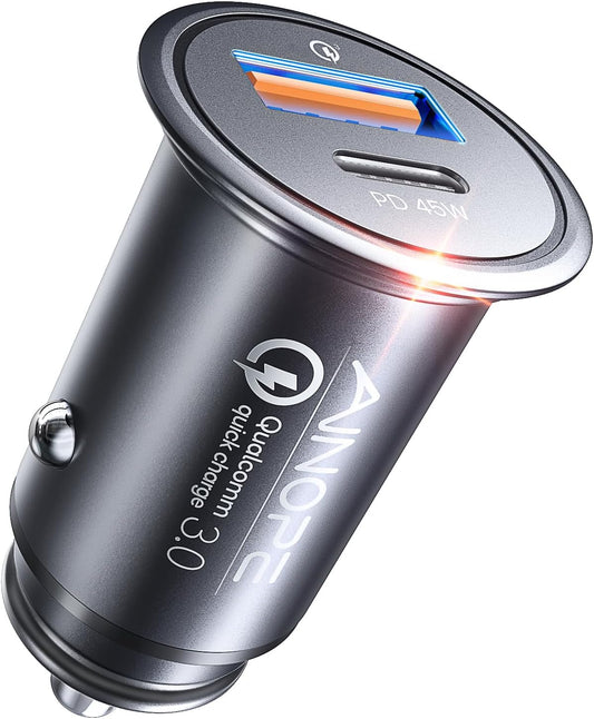 67.5W Super Mini Car Charger USB C Fast Charging,All Metal Cigarette Lighter Adapter PD&QC Type C Car Charger Adapter Outlet for 17 Iphone 16 15 Pro Max,Pixel 10 Pro, Samsung Galaxy S25,Android