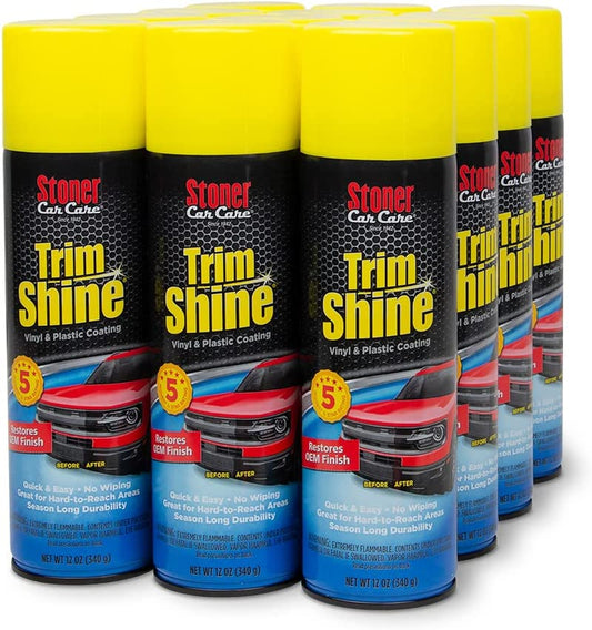 91034-12PK Trim Shine – Vinyl and Plastic Protectant Coating for Interior & Exterior Car Detailing – Restores OEM Color, Adds Shine, UV & Water Protection – 12 Oz, Pack of 12