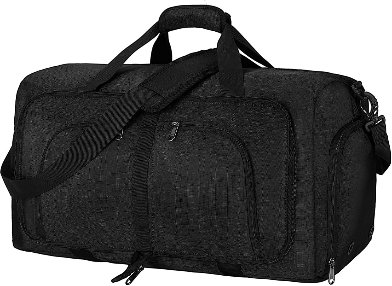 Duffel Bags for Traveling 80L Carry on Foldable Weekender Overnight Bag for Men Women Waterproof Weekend Travel Duffle Bags with Shoe Compartment,Black