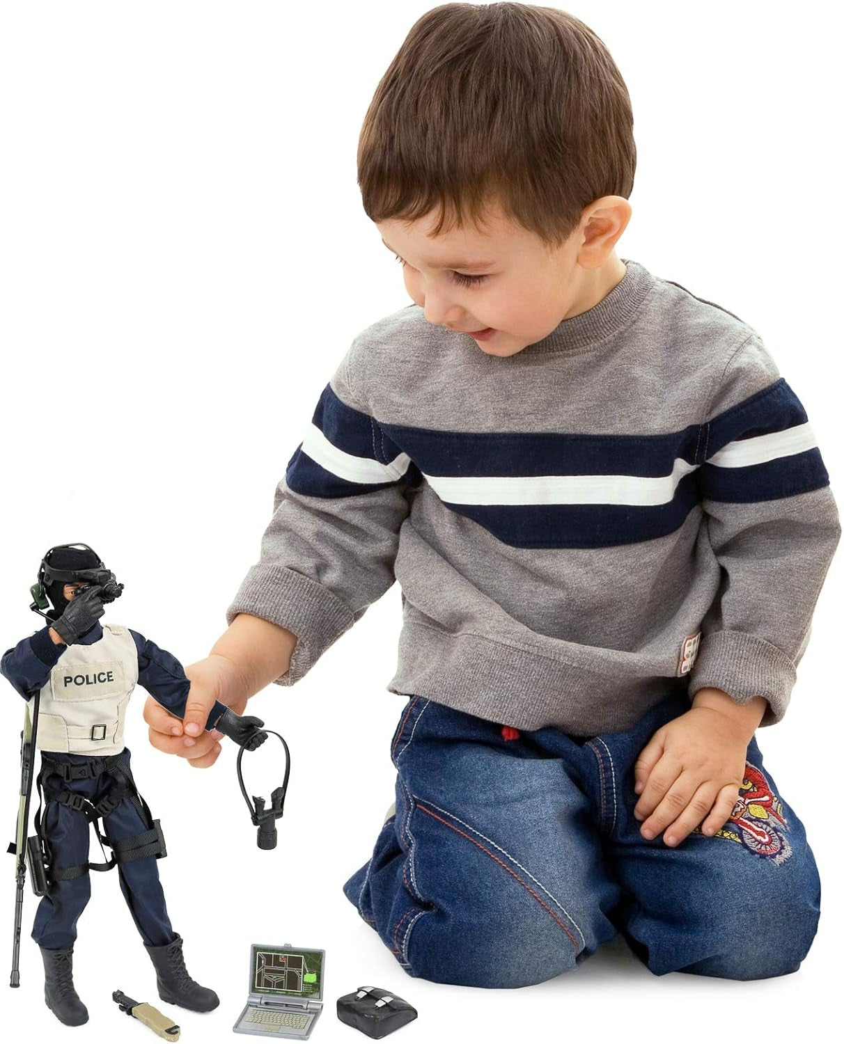 Police Force Sniper 12" Inch Action Figure Play Set with Accessories.,Multicolor
