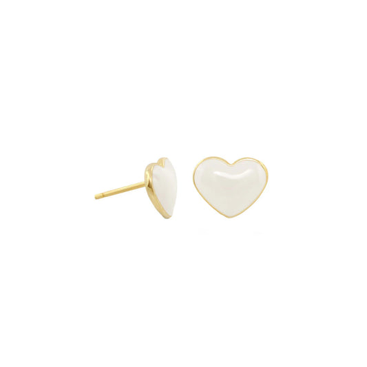 Enamel Stud Heart Earrings