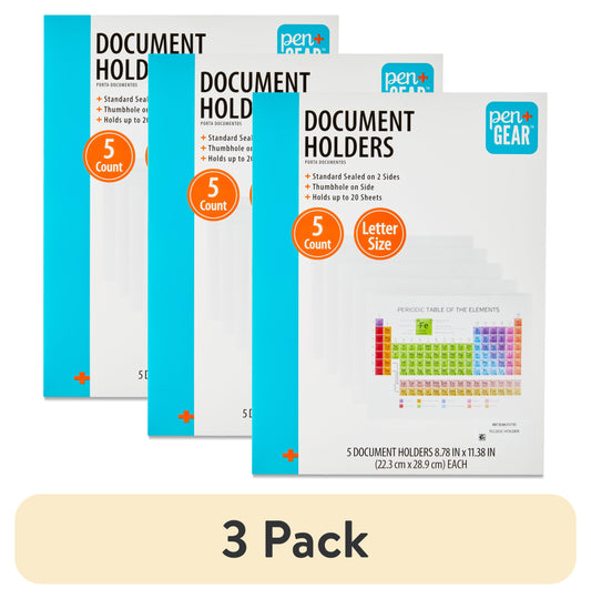 (3 Pack)  Standard Sealed Subject Letter-Size Pocket Plastic File Folder, Clear, 5 Count