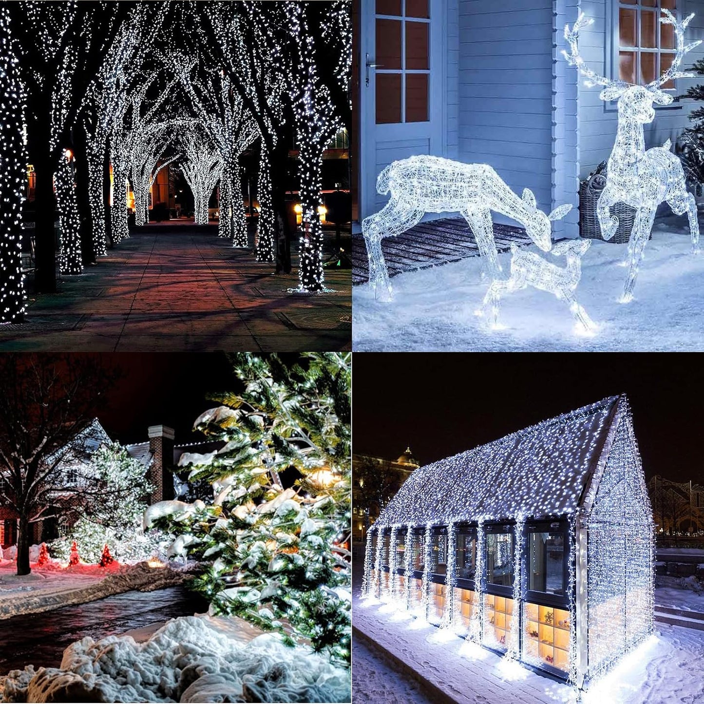 114Ft Christmas String Lights - Outdoor, 300 LED Connectable with Timer, 8 Modes Tree Lights Fairy Twinkle for Garden, Wedding, Indoor/Outdoor Xmas Decor (Cool White)