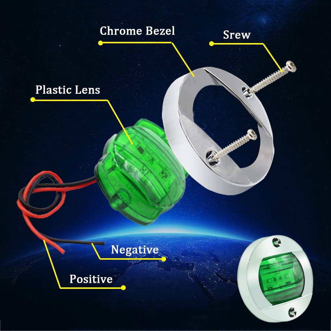 LED Night Fishing Lights - Courtesy, Deck, Navigation Lights for Boats (Green)