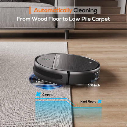 Robot Vacuum Cleaner and Mop Combo with App Wifi and Remote Control Robotic Vacuums, Black