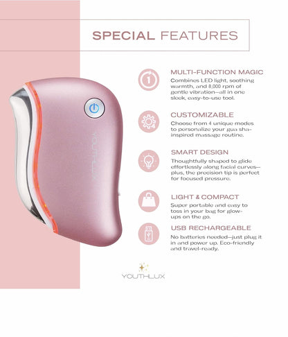 Prosculpt Heated Gua Sha Facial Massager – Electric Guasha Tool for Face Sculpting, Relaxation & Skincare | Soothing Vibration Facial Massage Tool with Contoured Design (Rose Gold)
