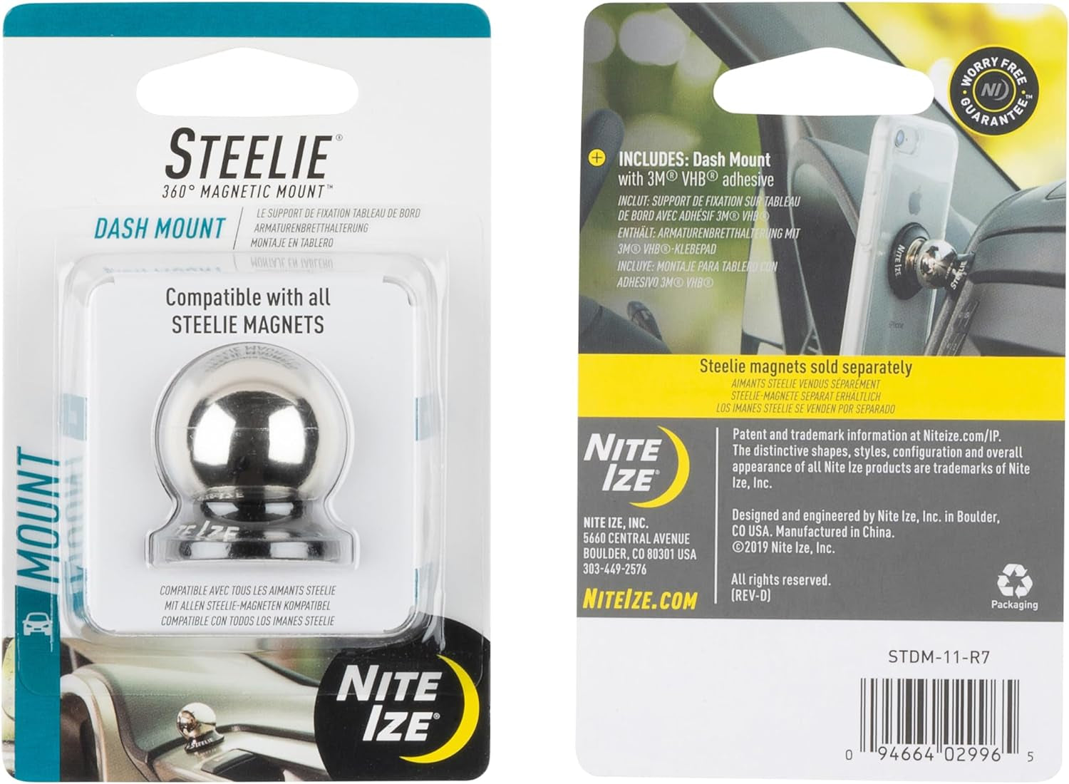 Steelie Dash Mount - Additional Car Mount Dash Ball for Steelie Magnetic Phone Mounting System - Cell Phone Accessories for Dashboard Mount Set