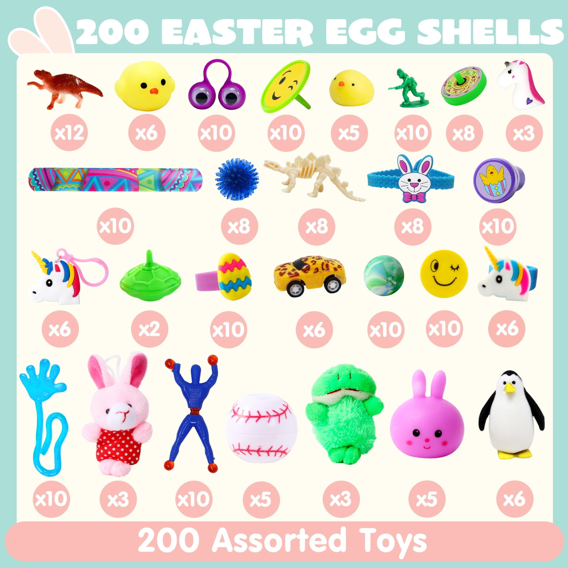 200 Packs Prefilled Easter Egg,Easter Egg with Toys Inside,Easter Basket Stuffers for Kids Easter Basket Classroom Exchange Toddler Boys Girls