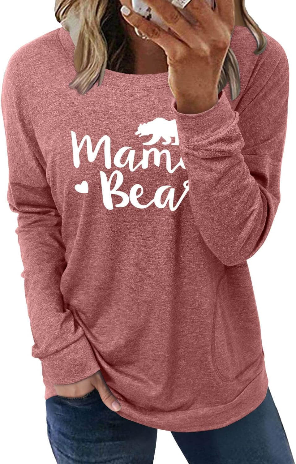 Womens Crewneck Sweatshirt Casual Loose Fitting Tops Long Sleeve T Shirt