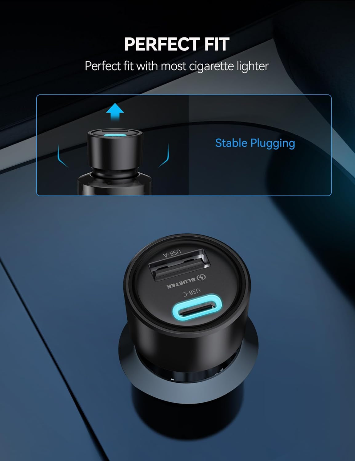 USB C Car Charger [2Pack], 48W 2-Port Cigarette Lighter Fast Chargering, PD&QC3.0 USBC Car Charger Adapter Compatible with Iphone 16/15 Plus/15/14/13 Galaxy