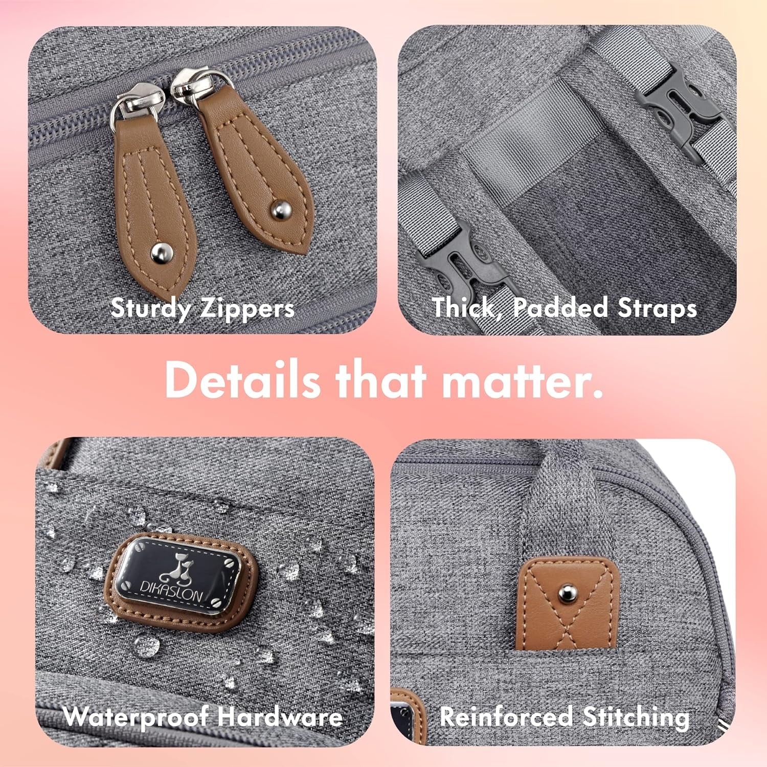 Diaper Bag Backpack with Portable Changing Pad, Pacifier Case and Stroller Straps, Large Unisex Baby Bags for Boys Girls, Multipurpose Travel Back Pack Moms Dads, Gray