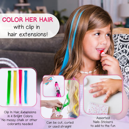 Pretend Play Makeup Kit for Little Girls with Unicorn Purse: Fake (Not Real) Make up Toy Set for Toddlers and Kids - Includes Hair and Nails Accessories, Baby Toys Gift