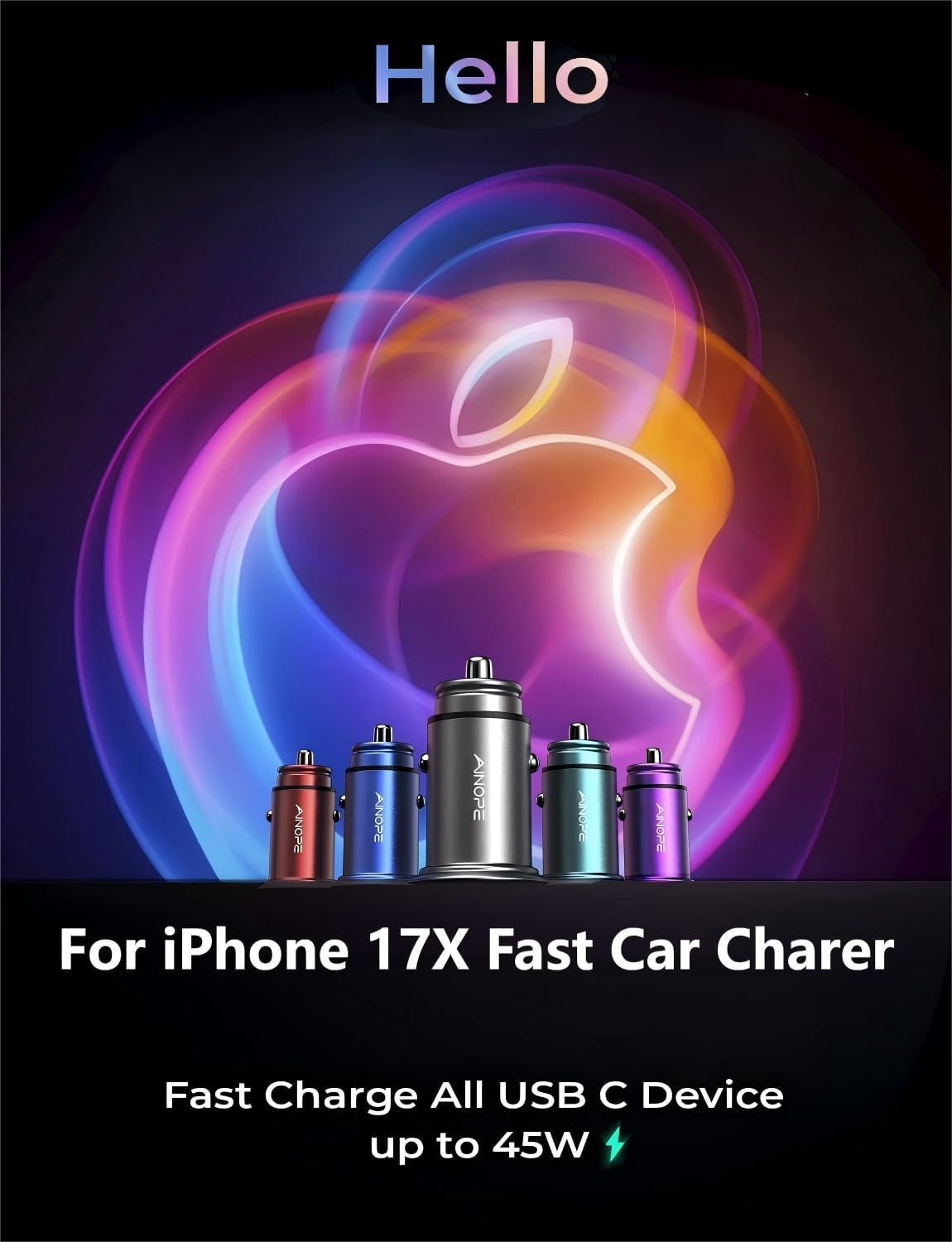 67.5W Super Mini Car Charger USB C Fast Charging,All Metal Cigarette Lighter Adapter PD&QC Type C Car Charger Adapter Outlet for 17 Iphone 16 15 Pro Max,Pixel 10 Pro, Samsung Galaxy S25,Android