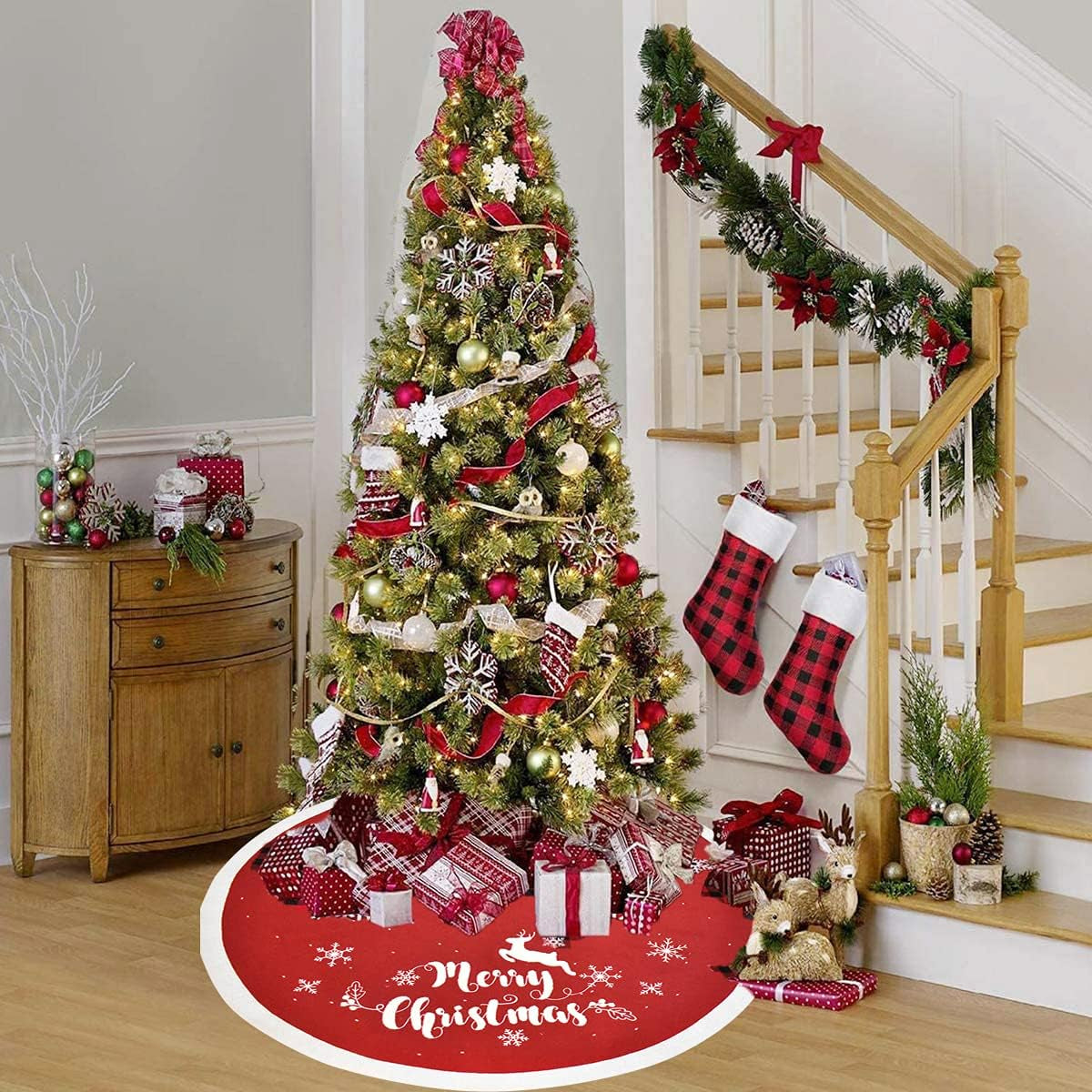 Christmas Tree Skirt Christmas Tree Skirt 48 Inches Tree Skirt Christmas Tree Skirt Red Christmas Decorations