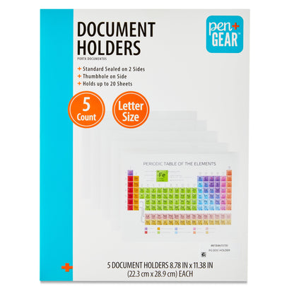 (3 Pack)  Standard Sealed Subject Letter-Size Pocket Plastic File Folder, Clear, 5 Count