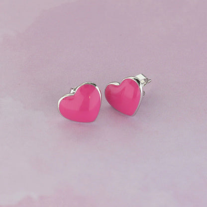 Enamel Heart Stud Earrings