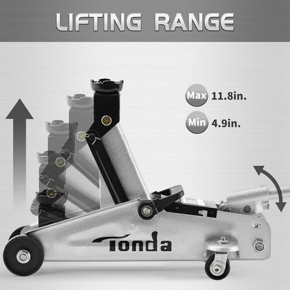Floor Jack, Hydraulic Portable Car Lift Jack, 1.5 Ton (3,000 Lb) Capacity (Silver)
