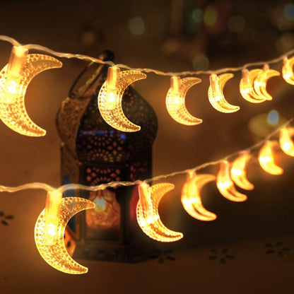 40 LED Ramadan Décor Moon String Lights for Crescent Party, Wedding, Christmas, Thanksgiving, Suitable for Rooms, Dorm, Living Rooms
