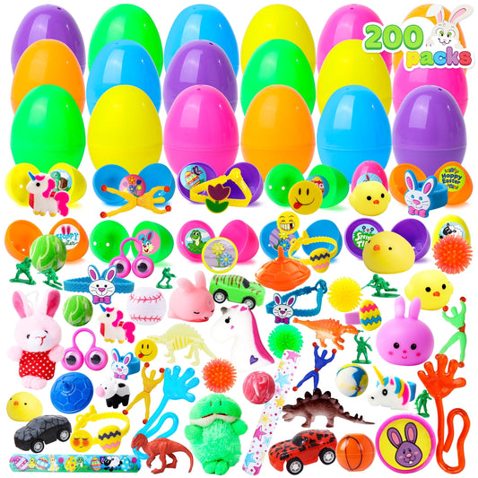 200 Packs Prefilled Easter Egg,Easter Egg with Toys Inside,Easter Basket Stuffers for Kids Easter Basket Classroom Exchange Toddler Boys Girls