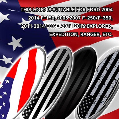 Tailgate Emblem for Ford F150 F250 F350 Silver American Flag 9 Inch Front Grill Emblem for Ford Emblem, Aluminum Oval Overlay Front Grill Rear Tailgate American Flag Decal Badge(Silver)