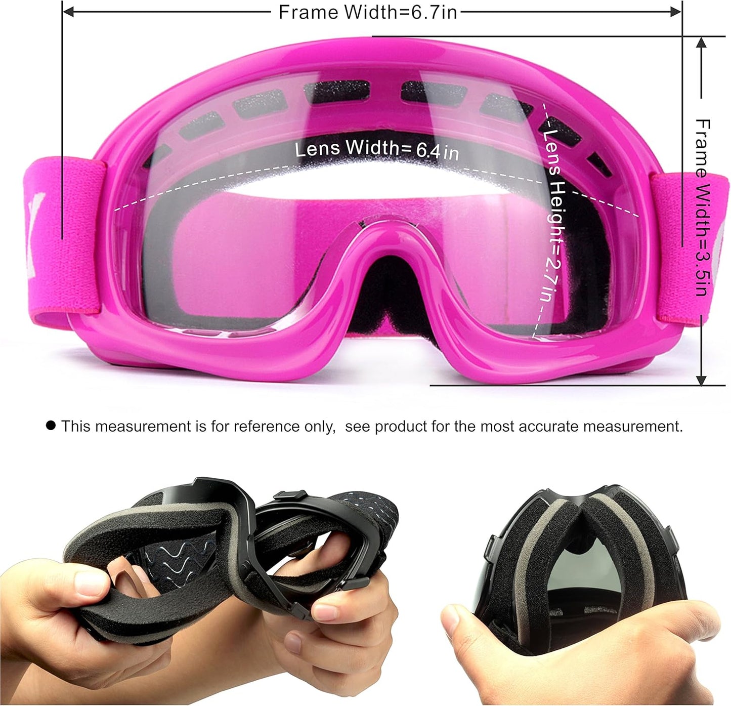 YH15 Anti-Fog Impact-Resistant Kids Youth ATV Off-Road Dirt Bike Motocross Goggles for Boys & Girls (Pink, One_Size)