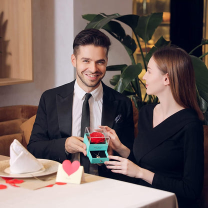 Valentines Day Gifts for Her, Preserved Real Rose with I Love You Heart Necklace 100 Languages, Birthday Gifts for Women Mom Girlfriend Wife,Forever Flower for Anniversary, Red Roses