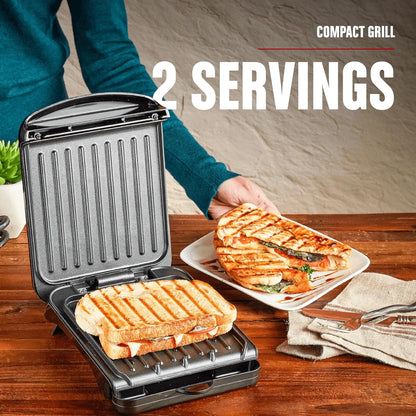 George Foreman 2-Serving Classic Plate Electric Indoor Grill and Panini Press