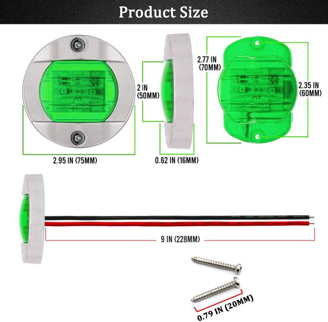 LED Night Fishing Lights - Courtesy, Deck, Navigation Lights for Boats (Green)