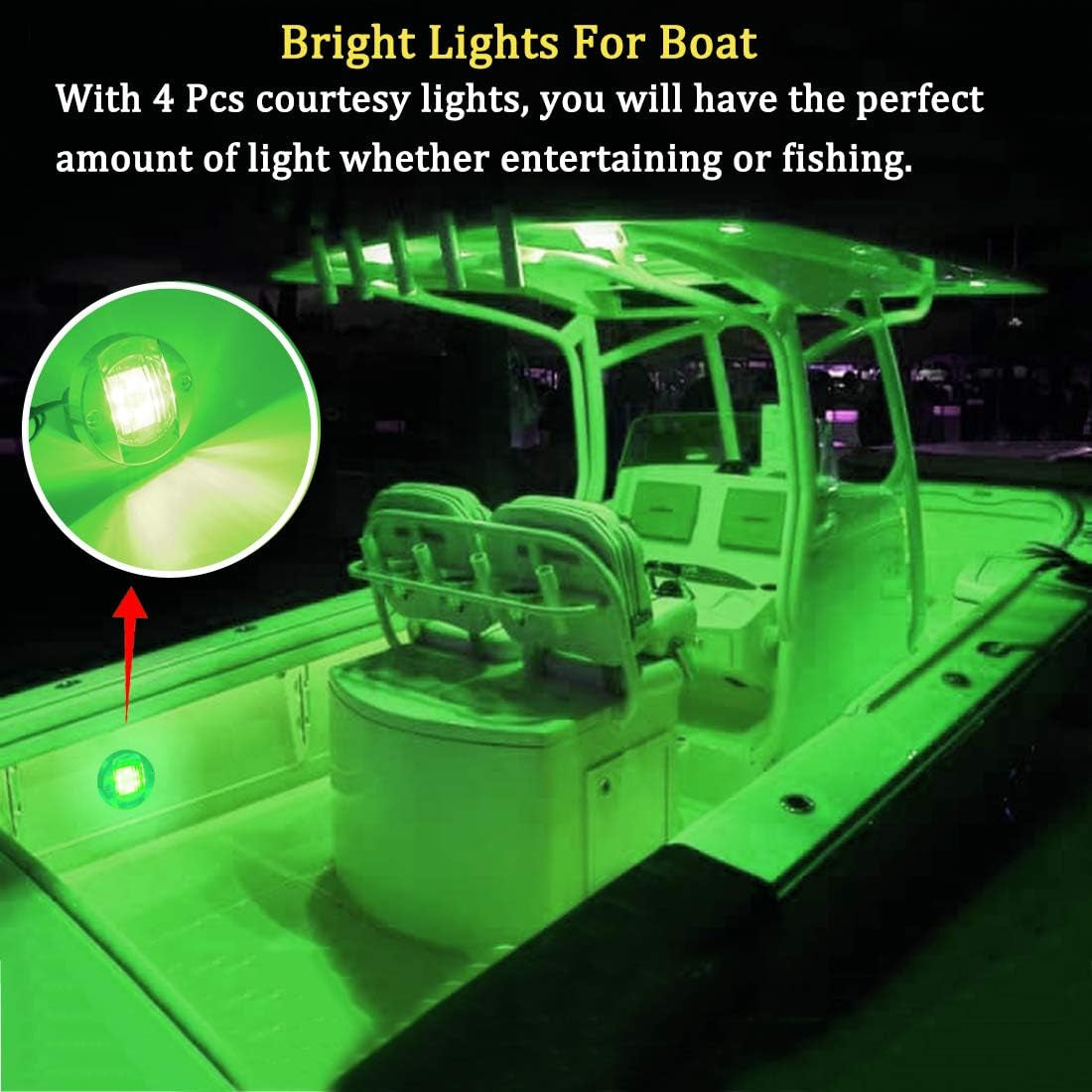 LED Night Fishing Lights - Courtesy, Deck, Navigation Lights for Boats (Green)