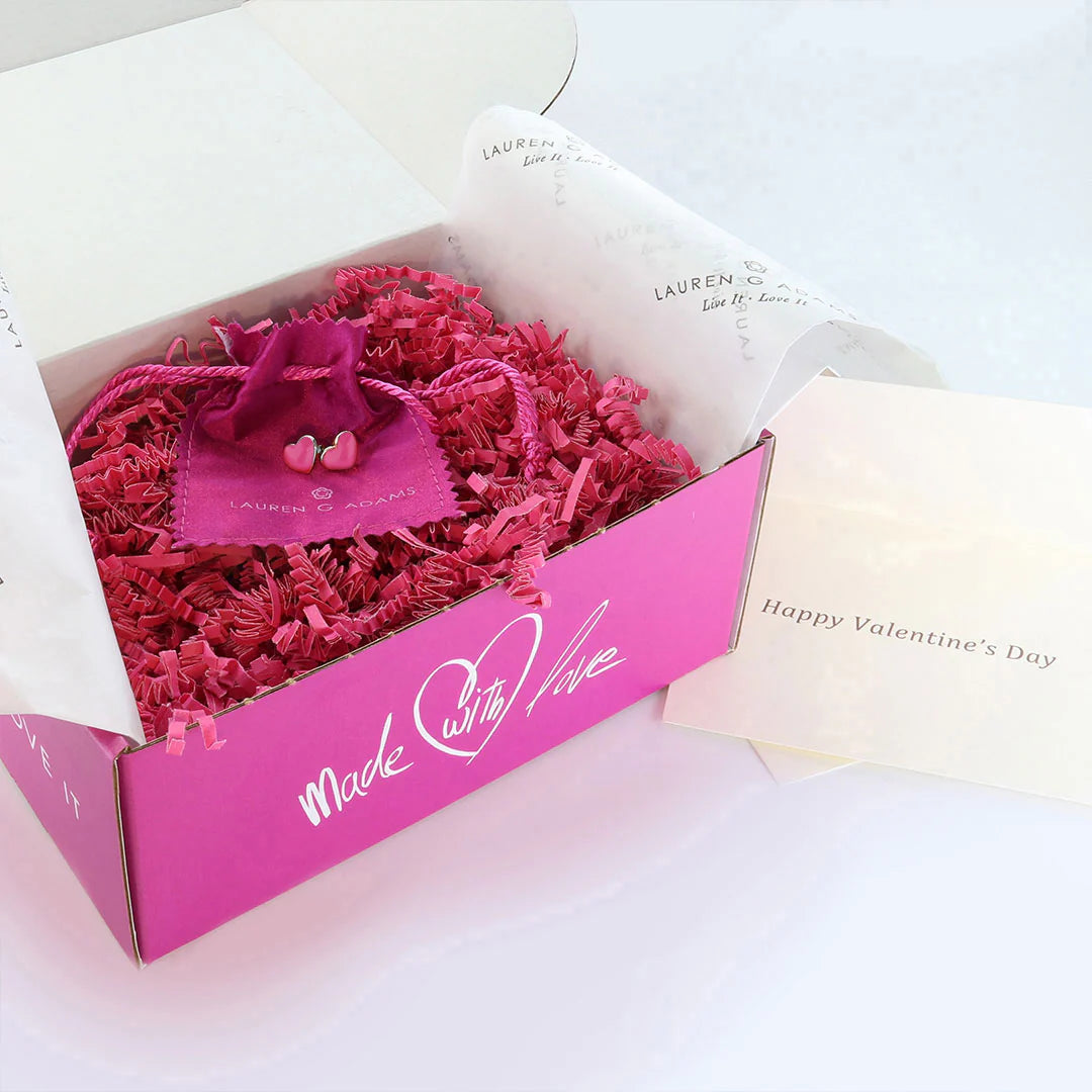 Enamel Heart Stud Earrings