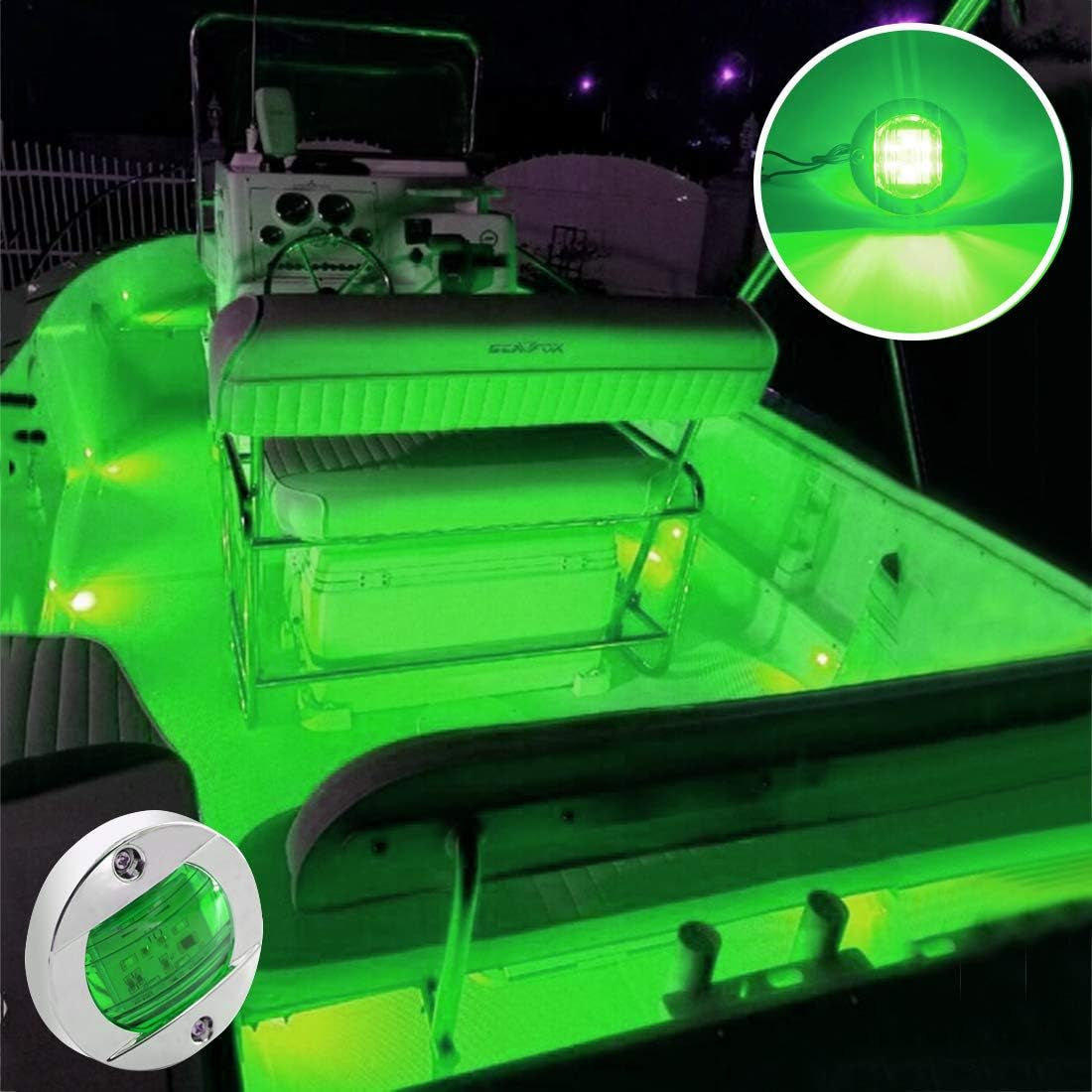LED Night Fishing Lights - Courtesy, Deck, Navigation Lights for Boats (Green)