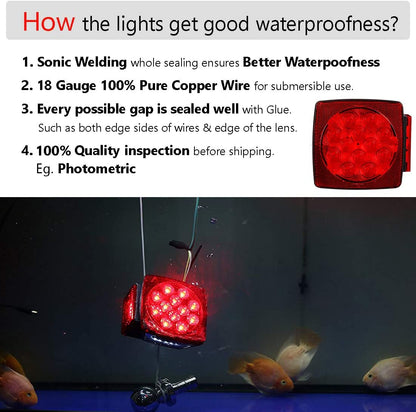 12V Submersible LED Trailer Tail Light Kit for under 80 Inch Boat Utility Waterproof (Trailer Light Kit)
