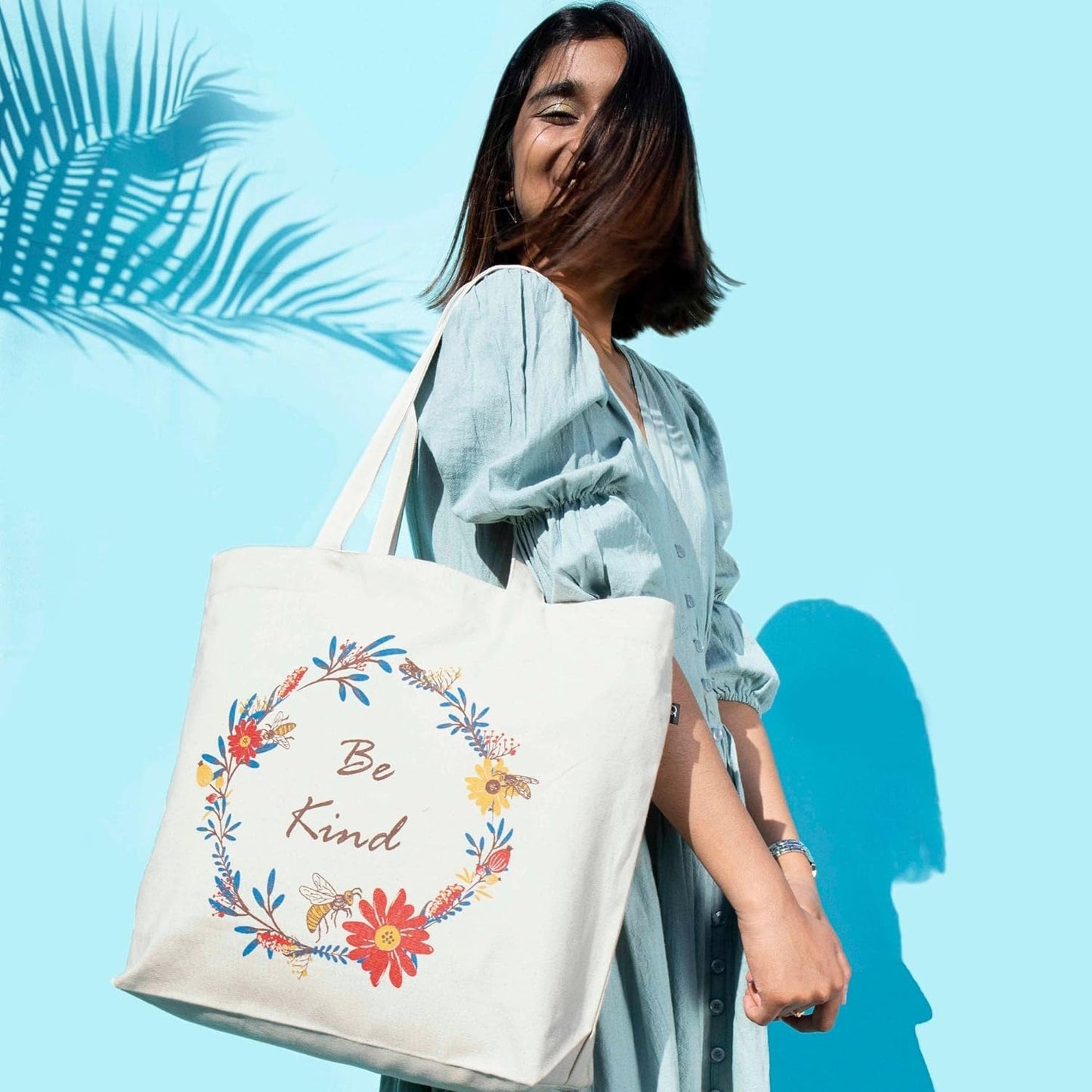 Aesthetic Canvas Tote Bag for Women Large Zipper Tote Bags with Pocket, Womens Tote Bag for Yoga, Work, Beach