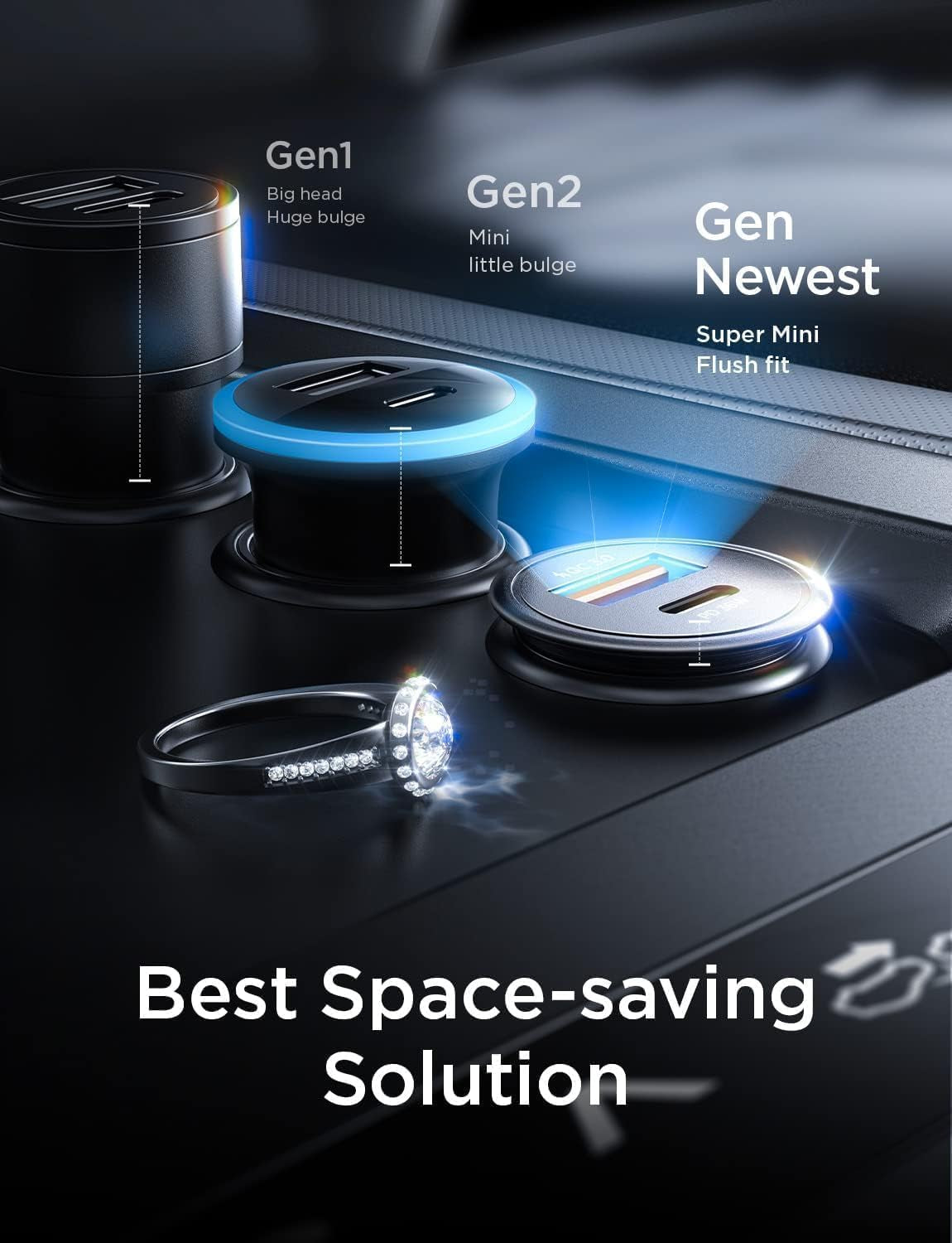 67.5W Super Mini Car Charger USB C Fast Charging,All Metal Cigarette Lighter Adapter PD&QC Type C Car Charger Adapter Outlet for 17 Iphone 16 15 Pro Max,Pixel 10 Pro, Samsung Galaxy S25,Android