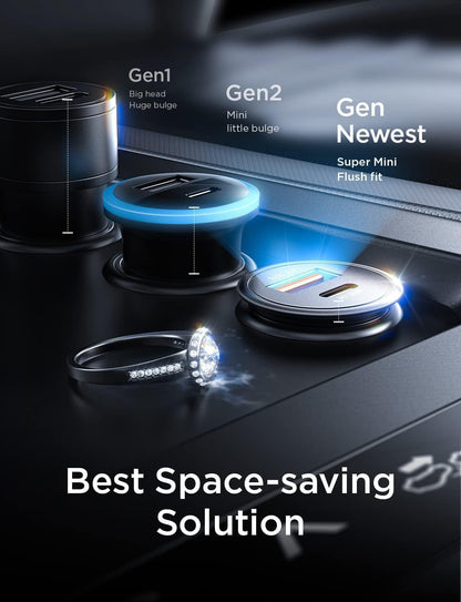 67.5W Super Mini Car Charger USB C Fast Charging,All Metal Cigarette Lighter Adapter PD&QC Type C Car Charger Adapter Outlet for 17 Iphone 16 15 Pro Max,Pixel 10 Pro, Samsung Galaxy S25,Android