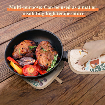 Cute Christmas Oven Mitt - 1 Set Heat Resistant Oven Gloves and Pot Holders for Christmas Kitchen Decoration